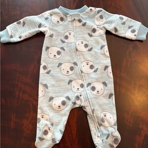 Adorable Blue Puppy Print Kids One Piece